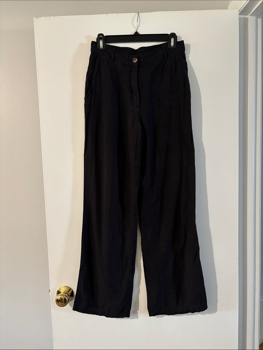 H&M Women’s Black Linen Blend Straight Leg Pants